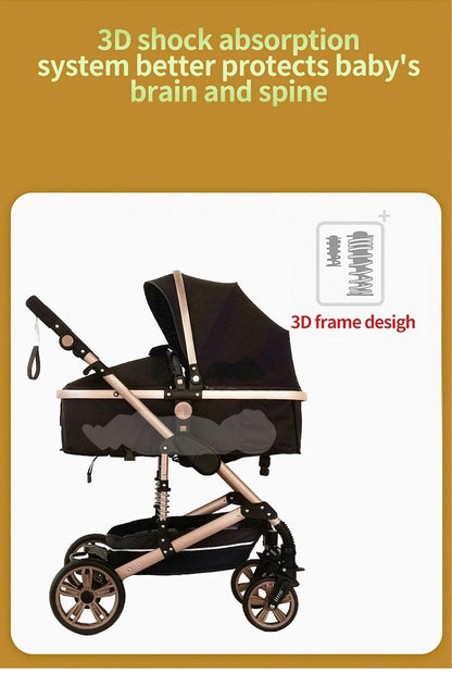 Kinderwagen - Buggy - Baby Kinderwagen 3 in 1 - Luxe Draagbare Reiswieg met Aluminium Frame - Opvouwbare Wandelwagen - Hoog Landschap Babywagen - Bordeaux Rood