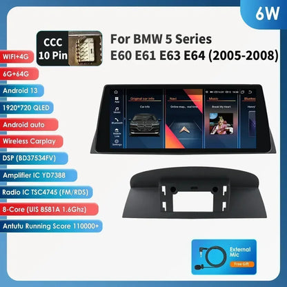 2din Android Car Radio Multimedia Video Player for BMW 5Series E60 E61 E63 E64 3Series E90 E91 E92 E93 Stereo GPS Carplay 4G RDS