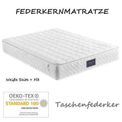 Pocketvering Matras – Koudschuim Matras – Veerkern Matras – Stevig Matras – Slaapmatras – 160x200 cm – 7-Zones Koudschuim – H3 Hardheid 25 cm Hoogte