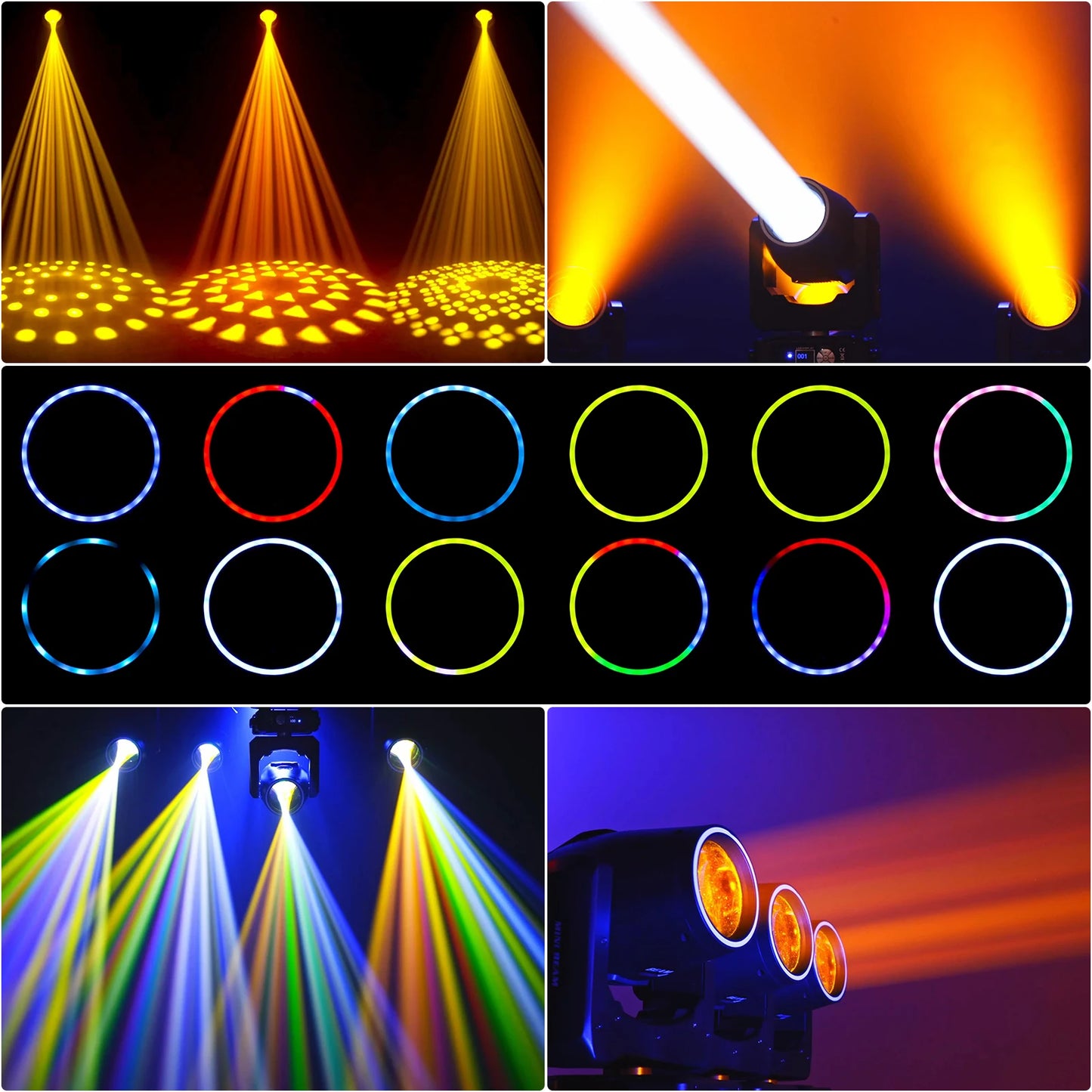 Moving Head Licht – DJ Verlichting – Podiumspot – RGBW Effectlamp – DMX Stage Lamp – Set van 2 EU Plug – 450W Krachtige LED – Geluidsgestuurd Met Microfoon - QUORE