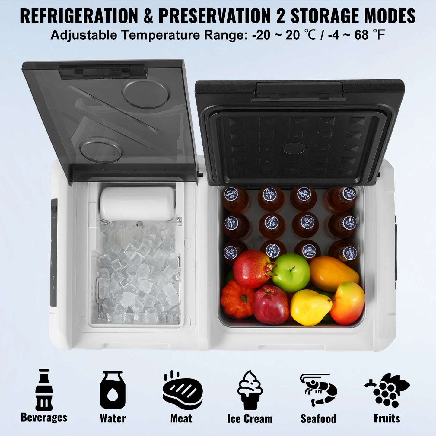 Autokoelbox – Draagbare Koelbox – Elektrische Koelbox – Frigobox – Mini Koelkast – IJsfunctie Tot 13,6 kg – Capaciteit 36 Liter