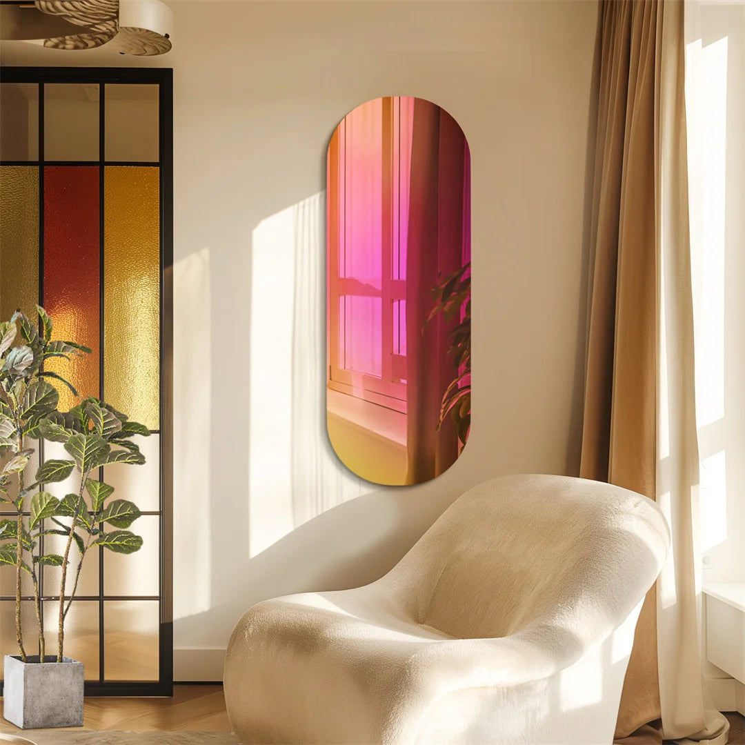 Spiegel – Wandspiegel – Passpiegel – Staande Spiegel – Ovale Spiegel – Iriserend Glas – Uniek Kleureffect