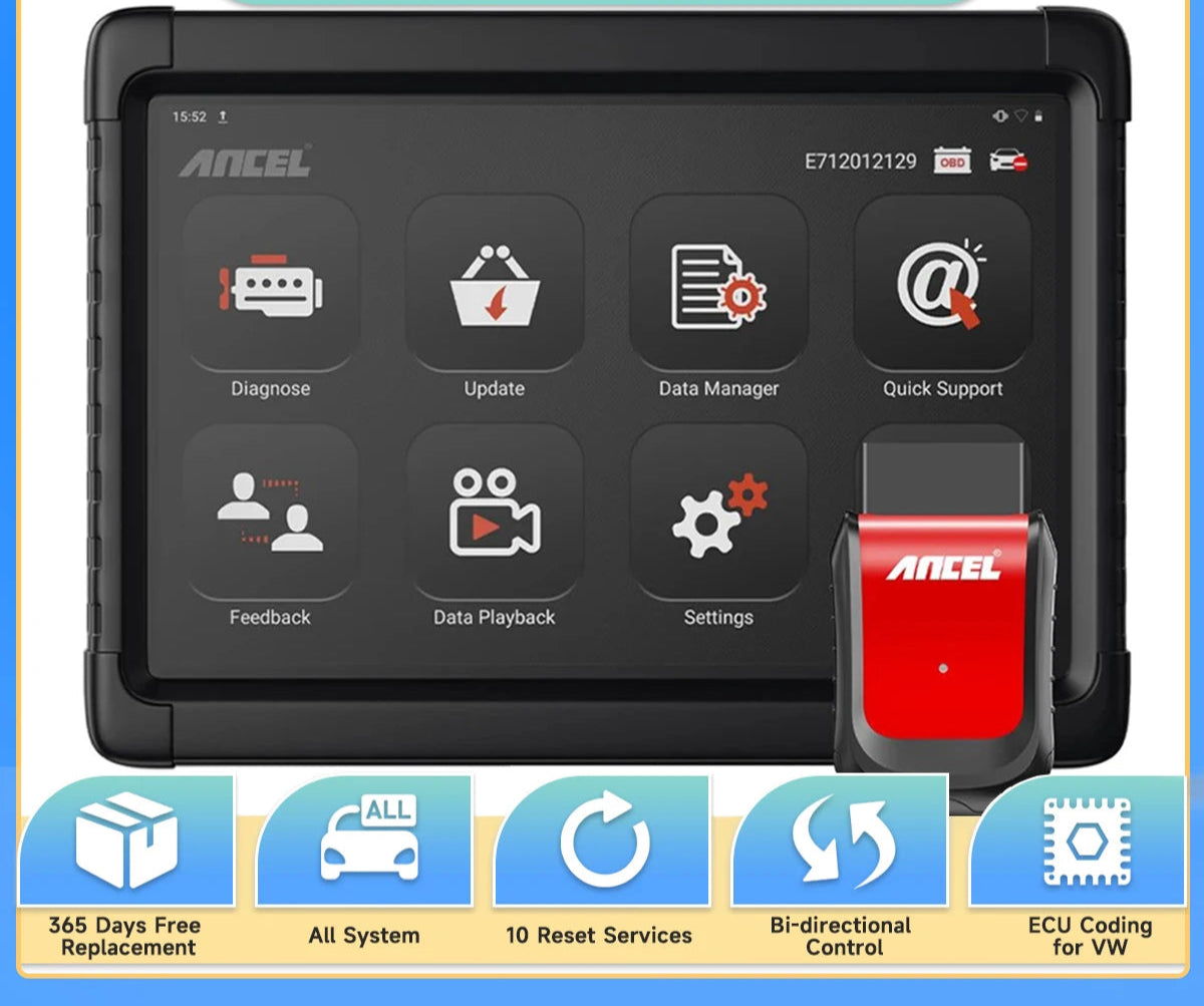 OBD Scanner - OBD2 - Auto Scanner - Auto uitlezen - Diagnose Apparatuur voor Auto's - OBD2 Diagnosetool - 10 inch Android Tablet Scanner - Volledig Systeem - ABS - SRS - Olie - EPB - BMS - TPMS - IMMO - Bluetooth - EU Plug - QUORE