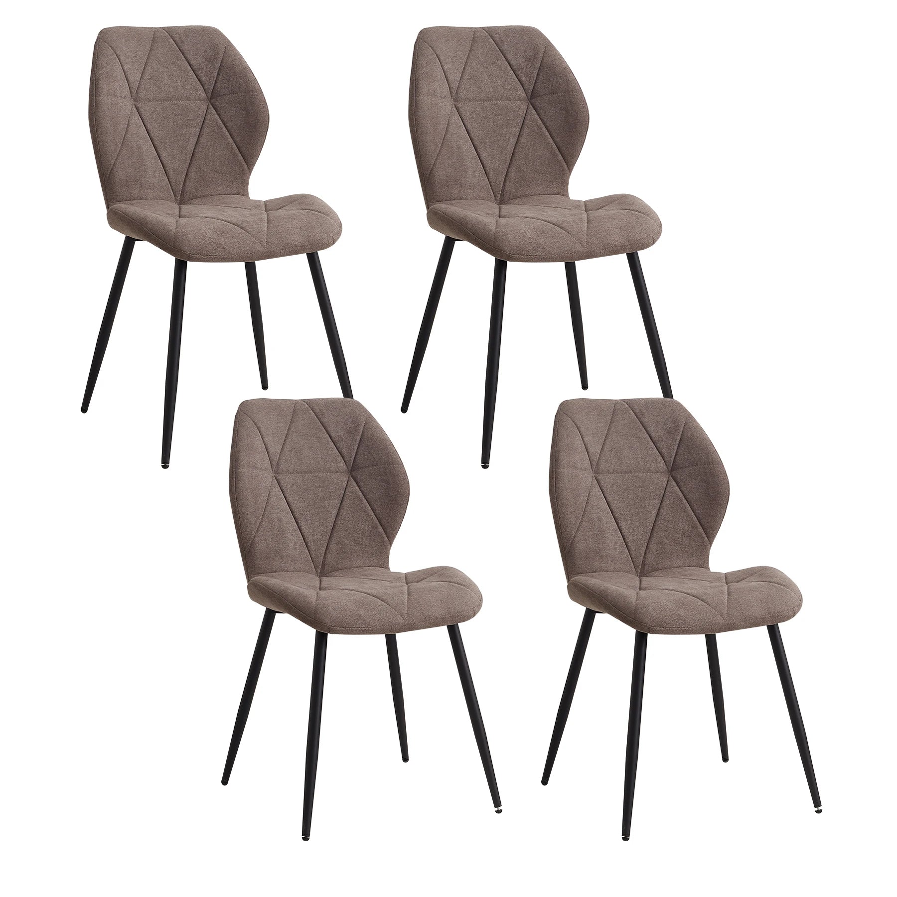 Eetkamerstoel – Stoel – Dinersstoel – Zitstoel – Linnen Bekleding – Ergonomische Rugleuning – Zwarte Metalen Poten - QUORE