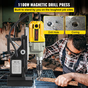 Drill Machine - Magnetic Core Drill Machine - Magnetic Drill Machine - Electric Magnetic Drill Machine - 1100W 1.57” Bore Diameter, 2697lbf/12000N Portable Electric - with 7 Bits, 580RPM Max Speed