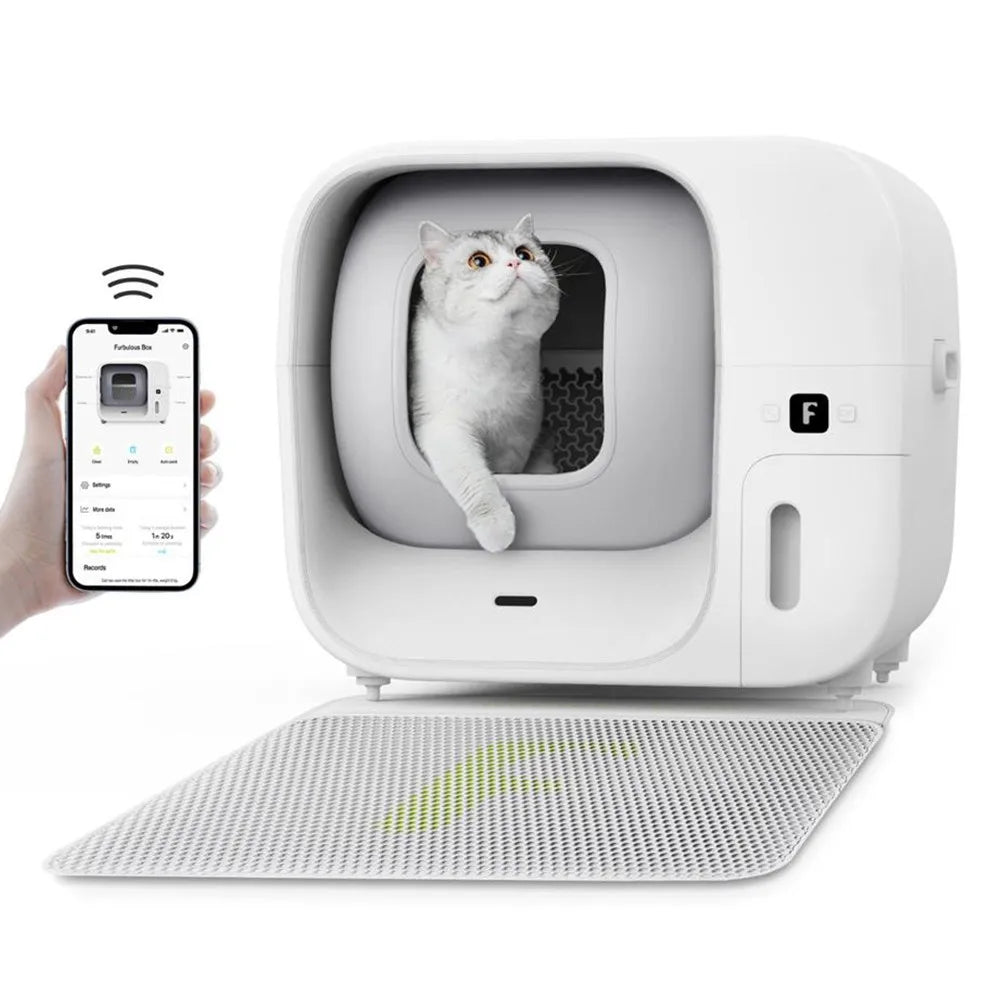 Furbulous Automatic Cat Litter Box with App Control ,48W, 60L Large Safe for Multiple Cats with Odor Removal Deodorant
