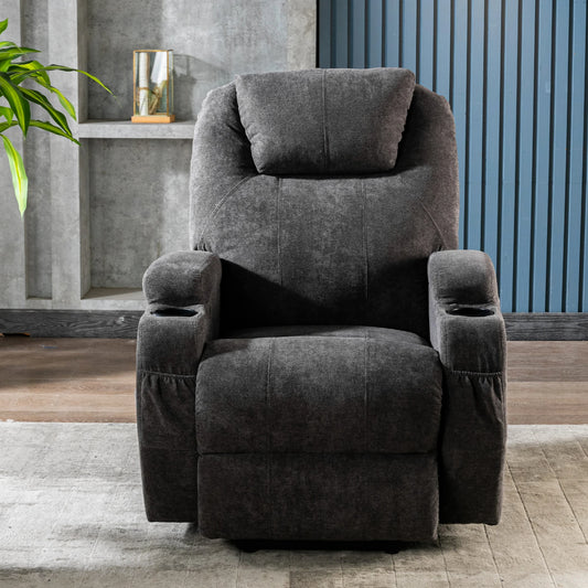 Elektrische Massagestoel – Relaxfauteuil – Massagezetel – Zitstoel – Verstelbare Rugleuning – Instelbare Warmte – Bekerhouders - Zwart