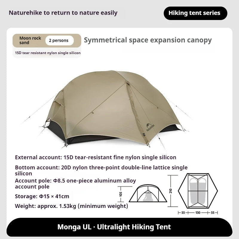 Campingtent – Kampeertent – Pop-up Tent – Lichtgewicht Tent – Waterdichte Tent – Ultralicht 2-Persoons – Duurzaam Nylon & Hoge Waterkolom