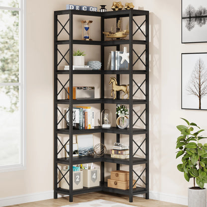 Hoeksalonkast – Hoekkast – Boekenrek – Opbergkast – 7-Laags Metalen Frame – 60 Cm Breedte – Verstelbare Pootjes
