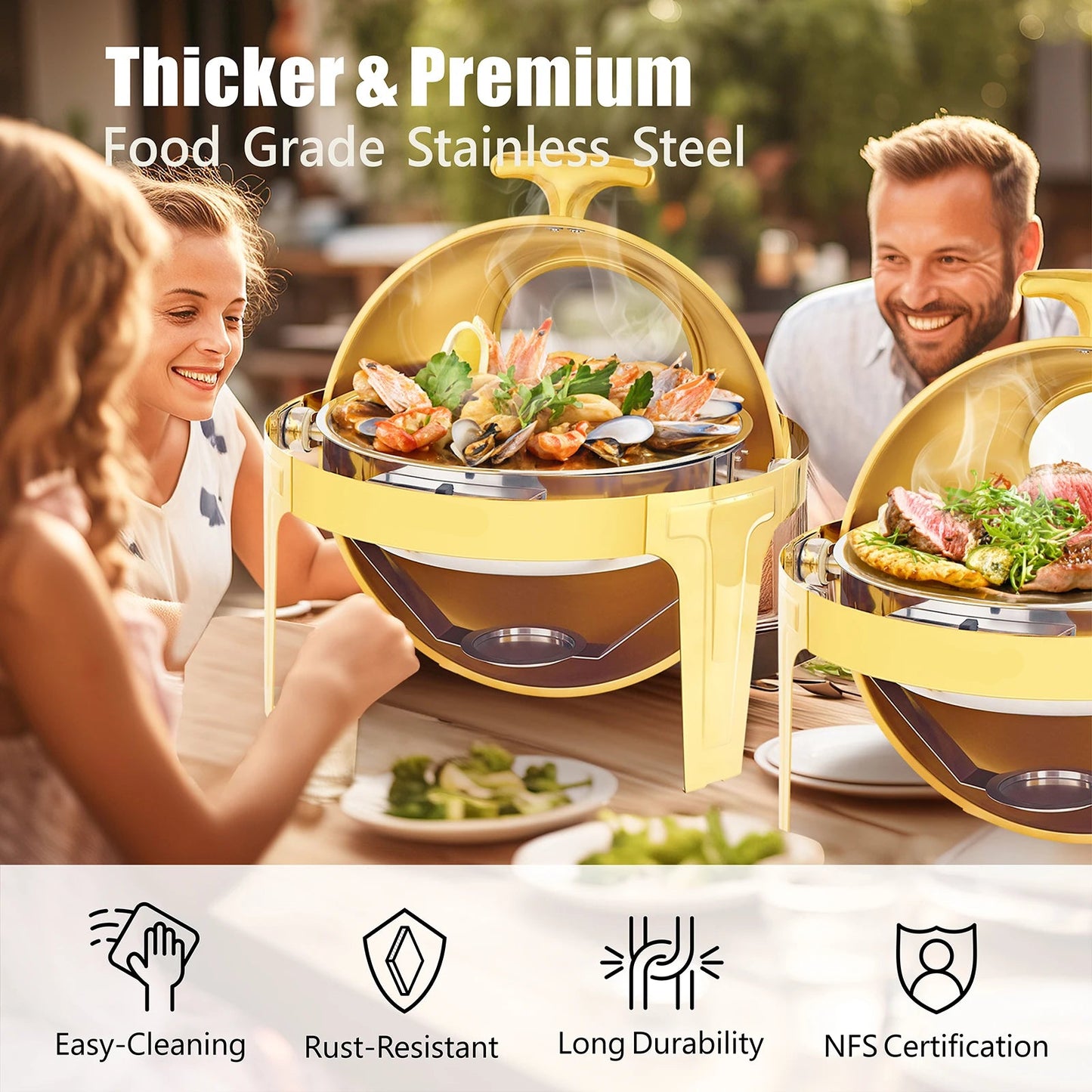Chafing Dish - Warmhoudplaat - Buffetwarmer - Warmhoudbakken - 8QT - Roestvrijstalen Buffet Set – Dik Frame – Geschikt voor Catering, Feesten & Bruiloften - 2 Stuks - Zilver