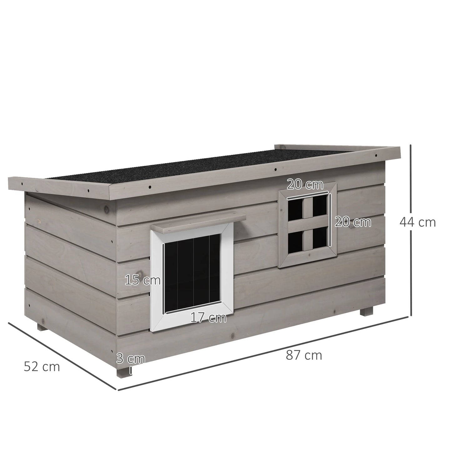 Kattenhuis – Kattenhut – Kattenhok – Kattenmand – Kattenverblijf – Weerbestendig Asfalt Dak – Gemaakt van Grijs Vurenhout