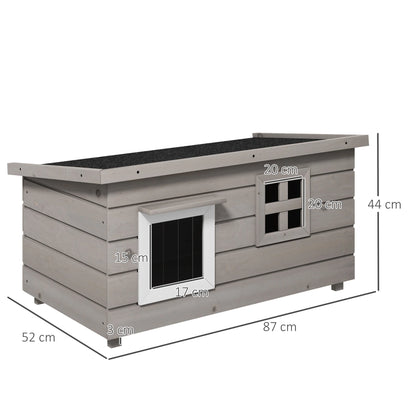 Kattenhuis – Kattenhut – Kattenhok – Kattenmand – Kattenverblijf – Weerbestendig Asfalt Dak – Gemaakt van Grijs Vurenhout