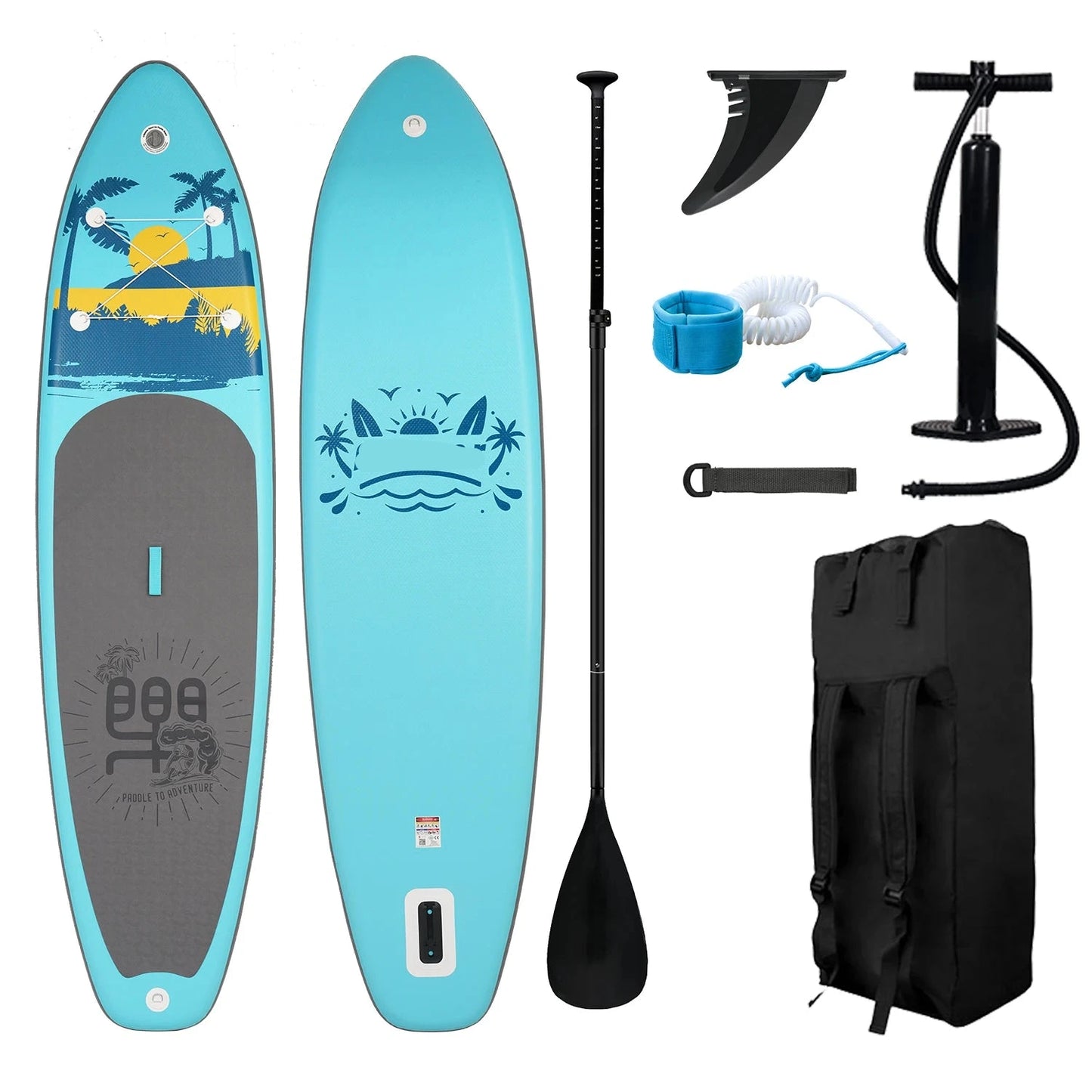 Supboard - Sup - Paddle Board - Sup Boards - 335x84x15cm - Ultra-Light - Opblaasbaar Paddle Board - Max 165 kg - Waterdicht - Voor Rivier - Zee - Inclusief Paddle - Rugzak - Zadel & Accessoires - Grijs