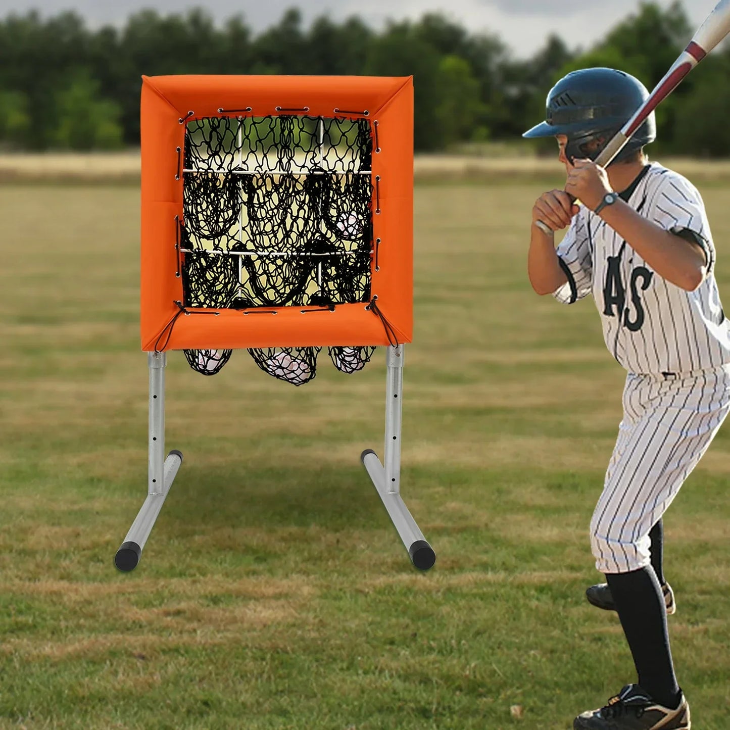 Honkbalkooi-Net – Trainingsnet – Werpnet – Honkbalnet – Softball Net – Verstelbare Hoogte 70-120 Cm – Stalen Frame