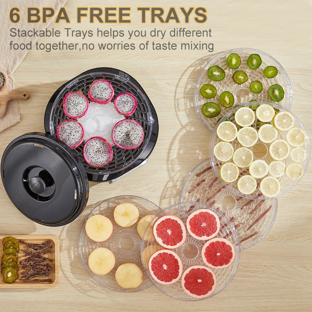 Voedseldroger – Fruitdroger – Voedsel uitdroger – Food dehydrator – Drogen machine – 6 Roestvrijstalen Trays – Digitale Temperatuur- en Timerinstelling