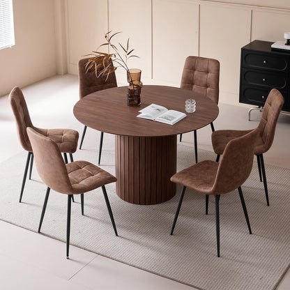 EGOONM Round Dining Table Nordic Table for 4 People, Circle Dining Room Table with Wooden Base, Round Kitchen Dinner Table 120CM