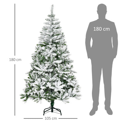 Kunstkerstboom – Kunstkerstboom Wit – Kerstboom Nepspar – Kunstspar – Nepboom – 180 cm Hoog – Brandwerende Besneeuwde Takken