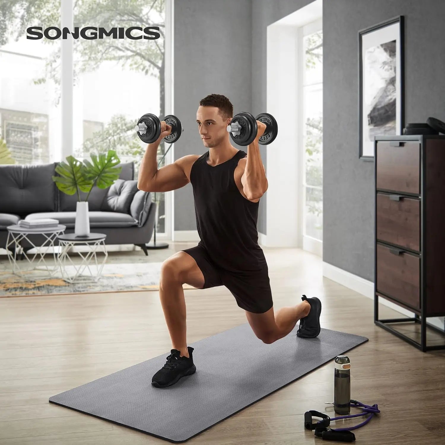 Halterset - Dumbells - 20/30/40kg - Verstelbare - Halterstang Met Gewichten – Voor Krachttraining - en Fitness - Duurzame Gewichtsplaten - Zwart - QUORE