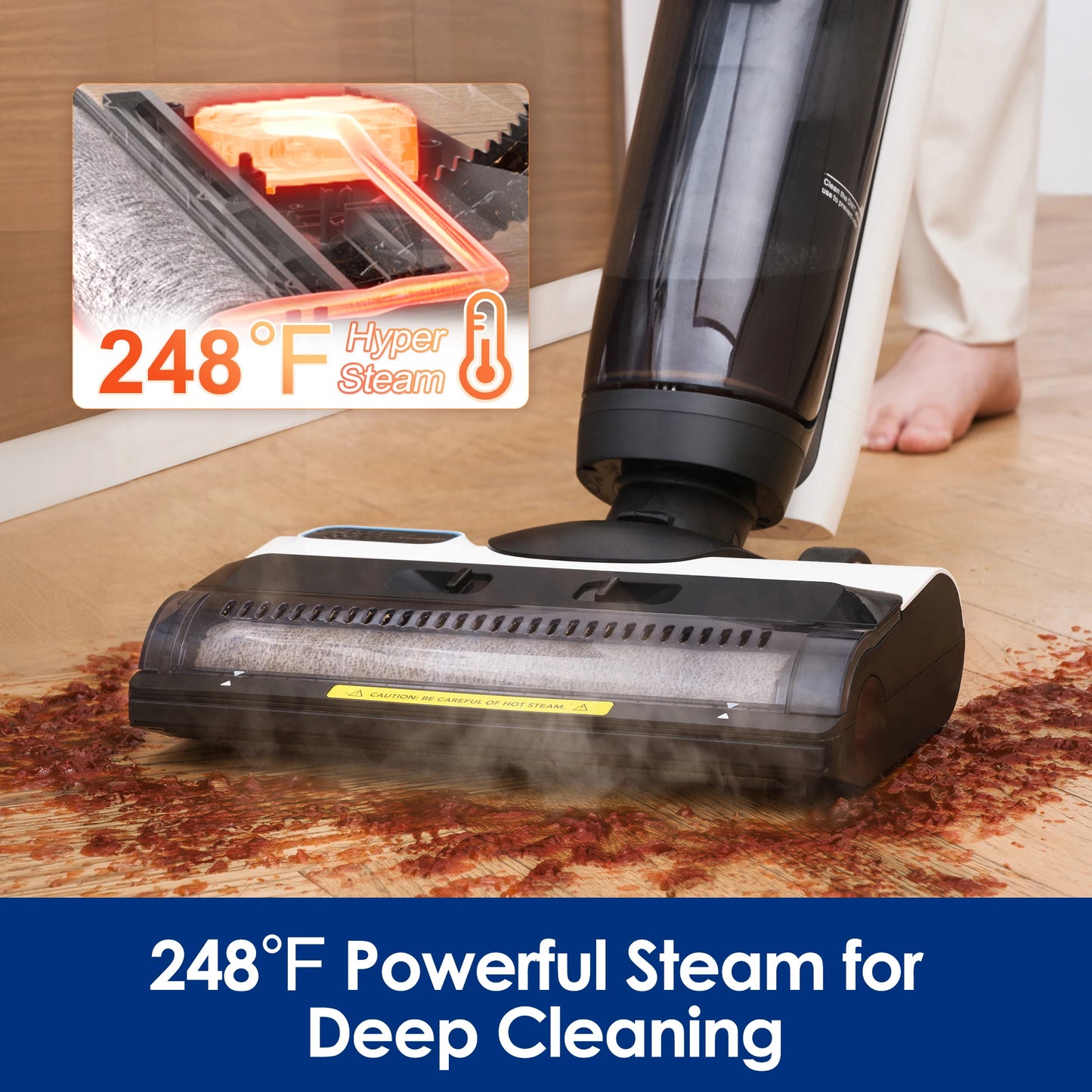 Tineco iFLOOR 5 Steam Wet Dry Vacuum All-in-one, Steam Mop Hardwood Floor Cleaner Great for Sticky Messes, 248℉ High-temp Steam