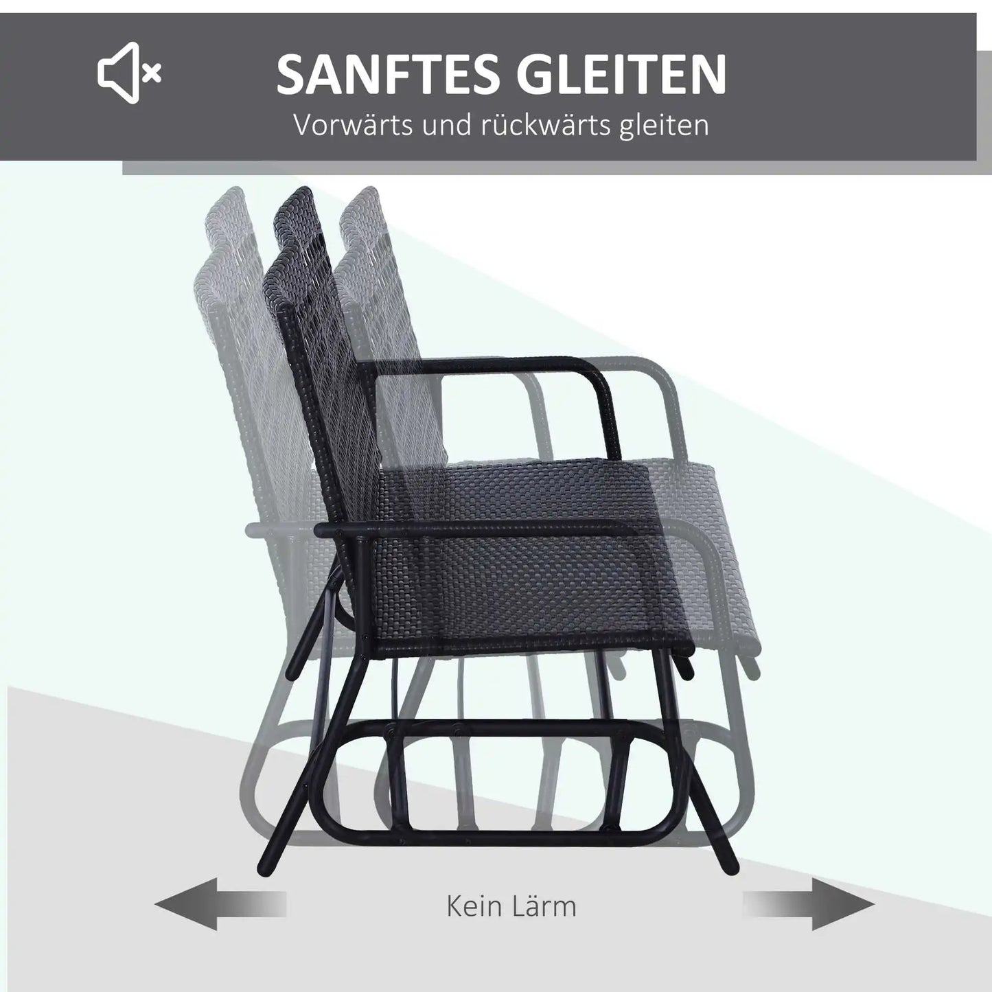 2-Persoons Schommelbank – Tuinbank – Schommelstoel – Buitenbank – Zithoek – Poly-Rattan – Ergonomische Rugleuning - QUORE
