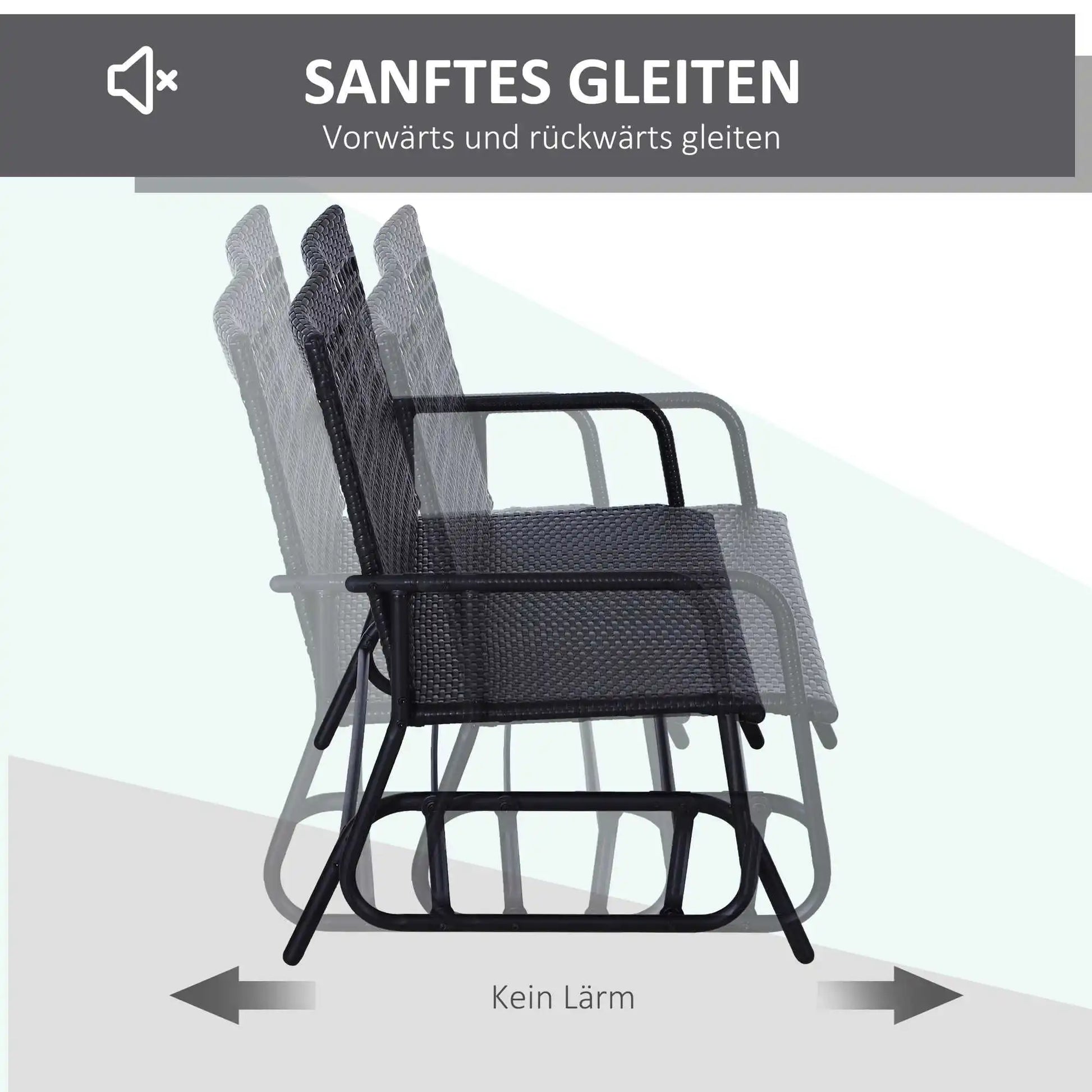 2-Persoons Schommelbank – Tuinbank – Schommelstoel – Buitenbank – Zithoek – Poly-Rattan – Ergonomische Rugleuning - QUORE
