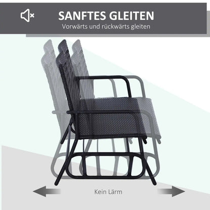 2-Persoons Schommelbank – Tuinbank – Schommelstoel – Buitenbank – Zithoek – Poly-Rattan – Ergonomische Rugleuning - QUORE