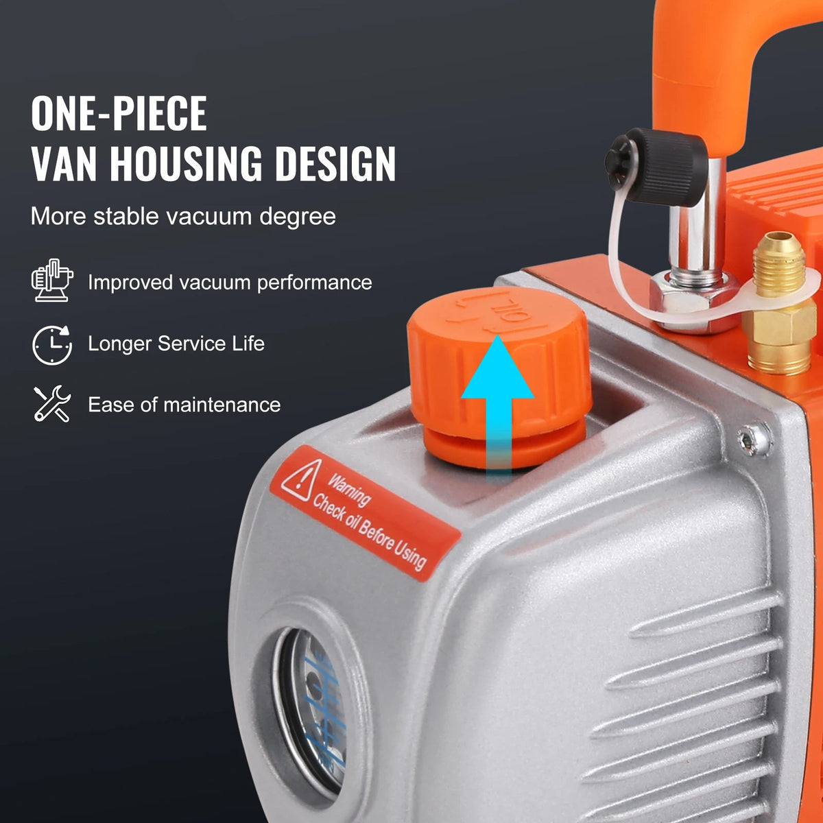 Vacuümpomp - Koelmiddel vacuümpomp - Koelgereedschap - HVAC-koeling - Vacuümkamer - 3,5 CFM - 3 gallon - Oranje - QUORE