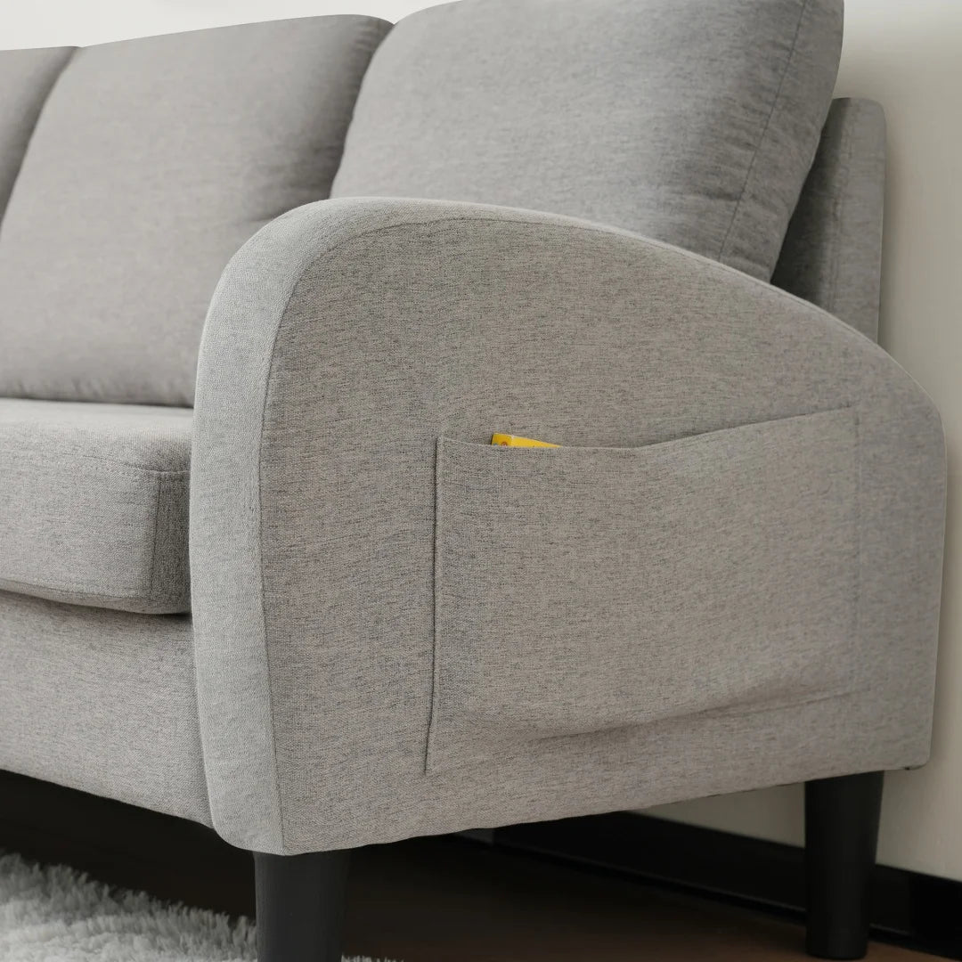 L-Vormige Bank – Hoekbank – Modulair Sofa – Zitbank – Chaise Longue – Ademend Katoen-Linnen – Compact 166x118x77 CM