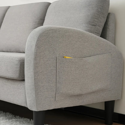 L-Vormige Bank – Hoekbank – Modulair Sofa – Zitbank – Chaise Longue – Ademend Katoen-Linnen – Compact 166x118x77 CM