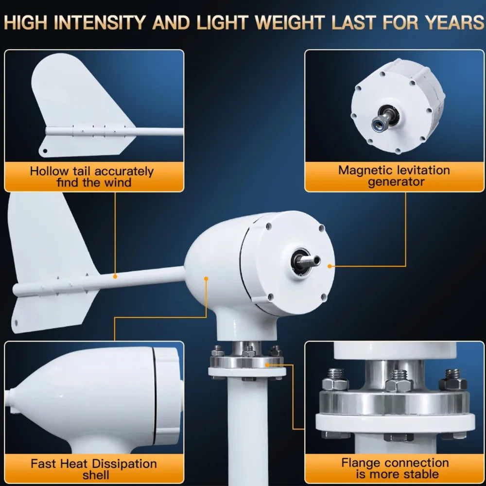 Poland 6000W 12V 24V 48V Wind Turbine Generator With Solar Panels Lifepo4 Battery Homeus Free Energ 220V Household Appliances - QUORE