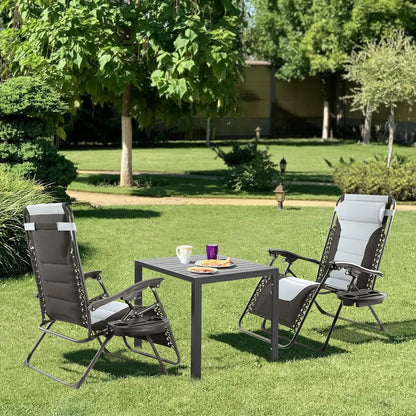 Ligstoel Tuin - Opvouwbare - Relaxstoel - Tuinstoel - Campingstoel - Draagvermogen 160kg - Verstelbare Rugleuning - en Voetensteun - 2 Stuk - Grijs