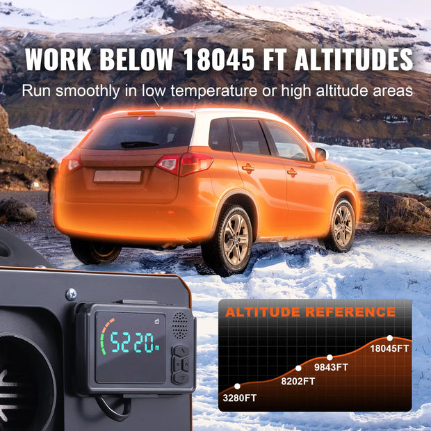Vevor - Dieselkachel - Alles-in-één autokachel - Benzineluchtkachel - Elektrische kachel - met geluiddemper en afstandsbediening - 12V - 5KW Bluetooth - Oranje