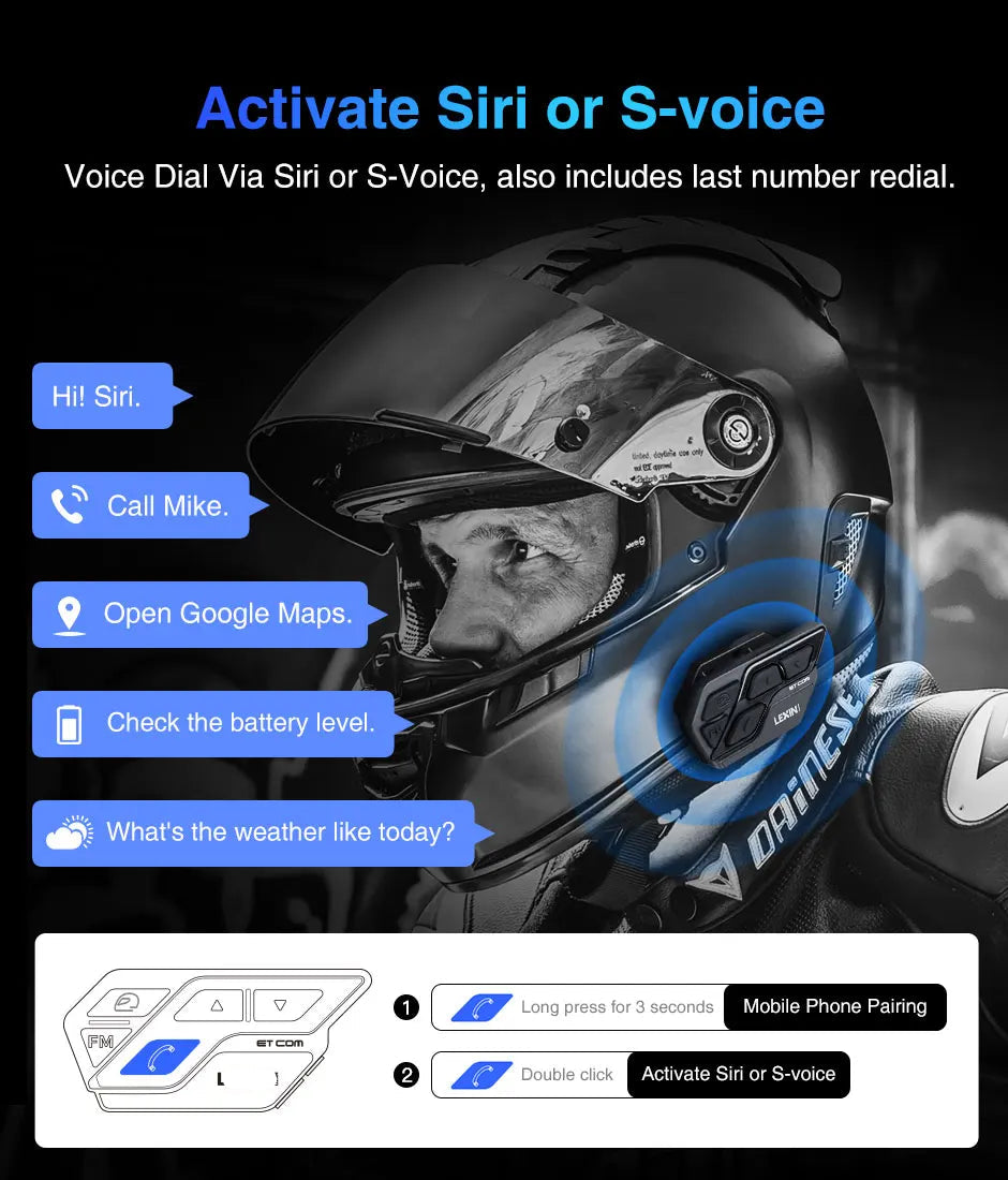 Motorfiets Intercom - Motorhelm - Bluetooth 5.0 - Headsets - Handsfree - Communicator - Interphone - 2 stuks - 1000M - QUORE