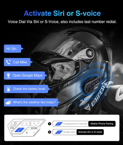 Motorfiets Intercom - Motorhelm - Bluetooth 5.0 - Headsets - Handsfree - Communicator - Interphone - 2 stuks - 1000M - QUORE