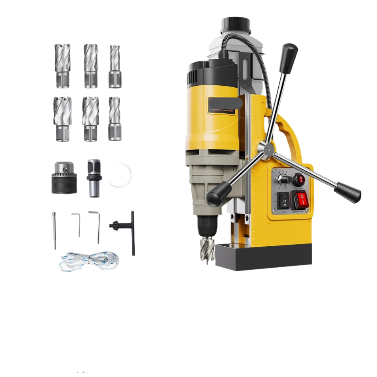 Magneetboormachine - Elektrische Boorpers - Industriële Kernboormachine - Magnetische Boormachine - Boormachine - 1450W - 50 mm Boordiameter  - 50 mm Boordiepte - Voor Staal en IJzer - 6 Boortje
