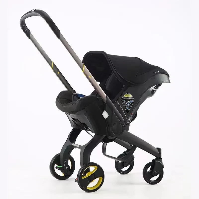 Kinderwagen - Babywagen - Wandelwagen - met Autostoel - 4-in-1 - Lichtgewicht Reisbuggy - Opvouwbaar - Veilig en Comfortabel - voor Baby's - en Peuters - Zwart