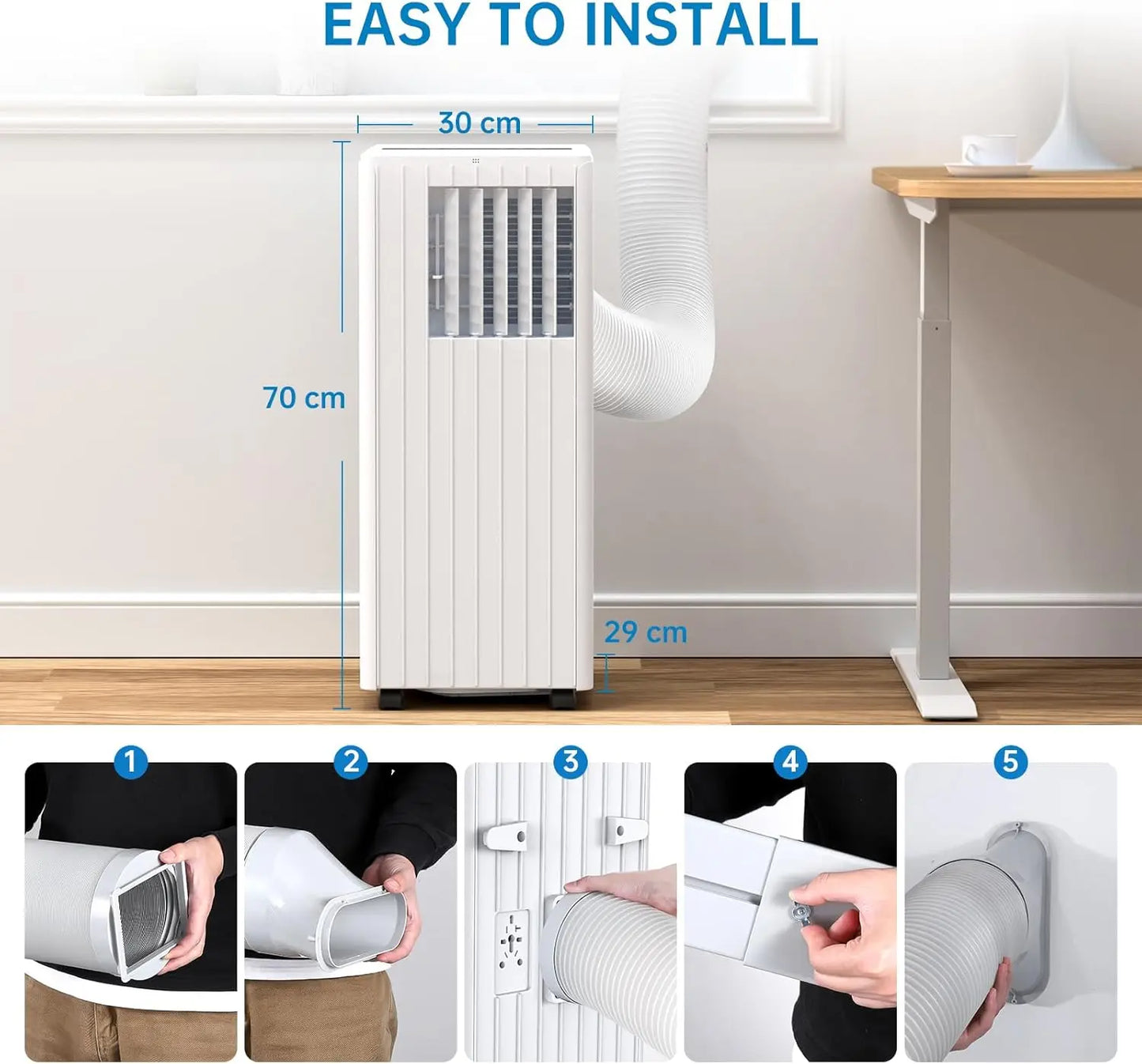 Mobiele Airconditioner – Verplaatsbare Airco – Koelapparaat – Ontvochtiger – Ventilator – 7.000 BTU – 3-In-1 Functie