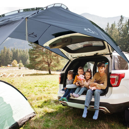 Waterdichte Auto Achtertent – Zonnescherm & Regenluifel – Universele SUV Tent – 350x240x105 cm – 4 Seizoenen - QUORE