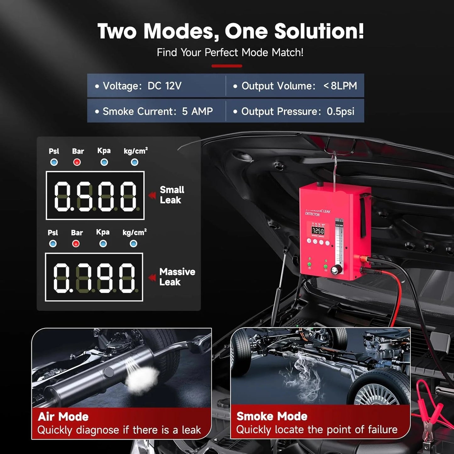 Automotive Mistmachine - EVAP Lekdetectie - Vacuüm Tester - 12V - Diagnostische Tool - met Geïntegreerde Luchtpomp