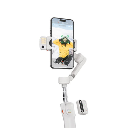 Gimbal Smartphone - Gimbal for Smartphone &amp; Camera - Handheld Mirrorless - 3-Axis - AI Face Tracking - Stabilizer for Smartphone - Carbon Fiber Material - Panning &amp; Roll Angle 330 - Tilt Angle 80 - White