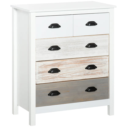 Vintage Ladekast – Ladekast Met Laden – Opbergkast – Kast Met Poten – MDF En Dennenhout – Vijf Lades – Kleurenmix