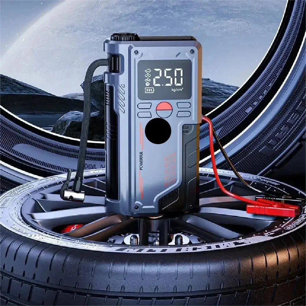 Jumpstarter - Jumpstarter for Car - 4 In 1 - 20000mAh - 1000A - Car Starting Device - Jumpstarter with Powerbank &amp; 150PSI Tire Inflator - Multifunctional Jump Starter - Black