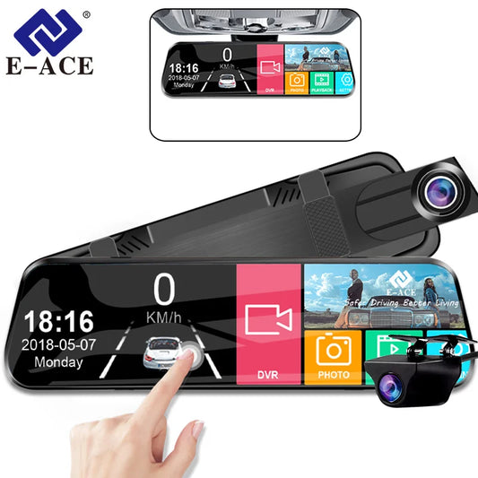 10 Inch Touchscreen Spiegelcamera – 1080P AHD Dashcam – Nachtzicht – G-Sensor – Parkeermodus – Groothoek 170° – Inclusief 6M RCC – Zwart