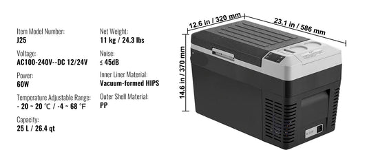 Draagbare Autokoelkast - Compressor Koelbox - Minikoelkast - Koelbox Auto - Elektrische Koelbox - Bluetooth & LCD - 12/24V DC 110-240V - Voor Auto - Camper en Boot - 11kg Gewicht