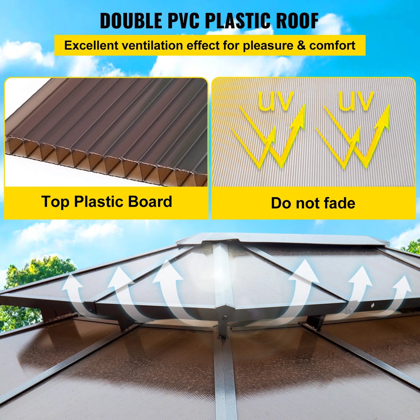 Tuinkoepel – Tuin Overkapping – Buiten Tent – Beschutte Ruimte – Waterdicht Dak – Aluminium Frame – Insectenwerende Netten - 10 x 10 voet