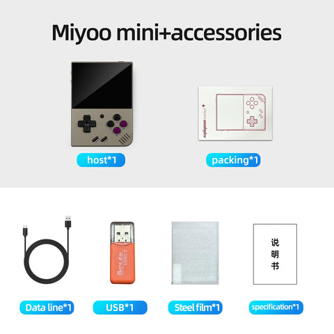 MIYOO Mini Plus Handheld Game Console Retro V3 Mini+ with 3.5 Inch Classic IPS Screen Linux System Christmas Gift