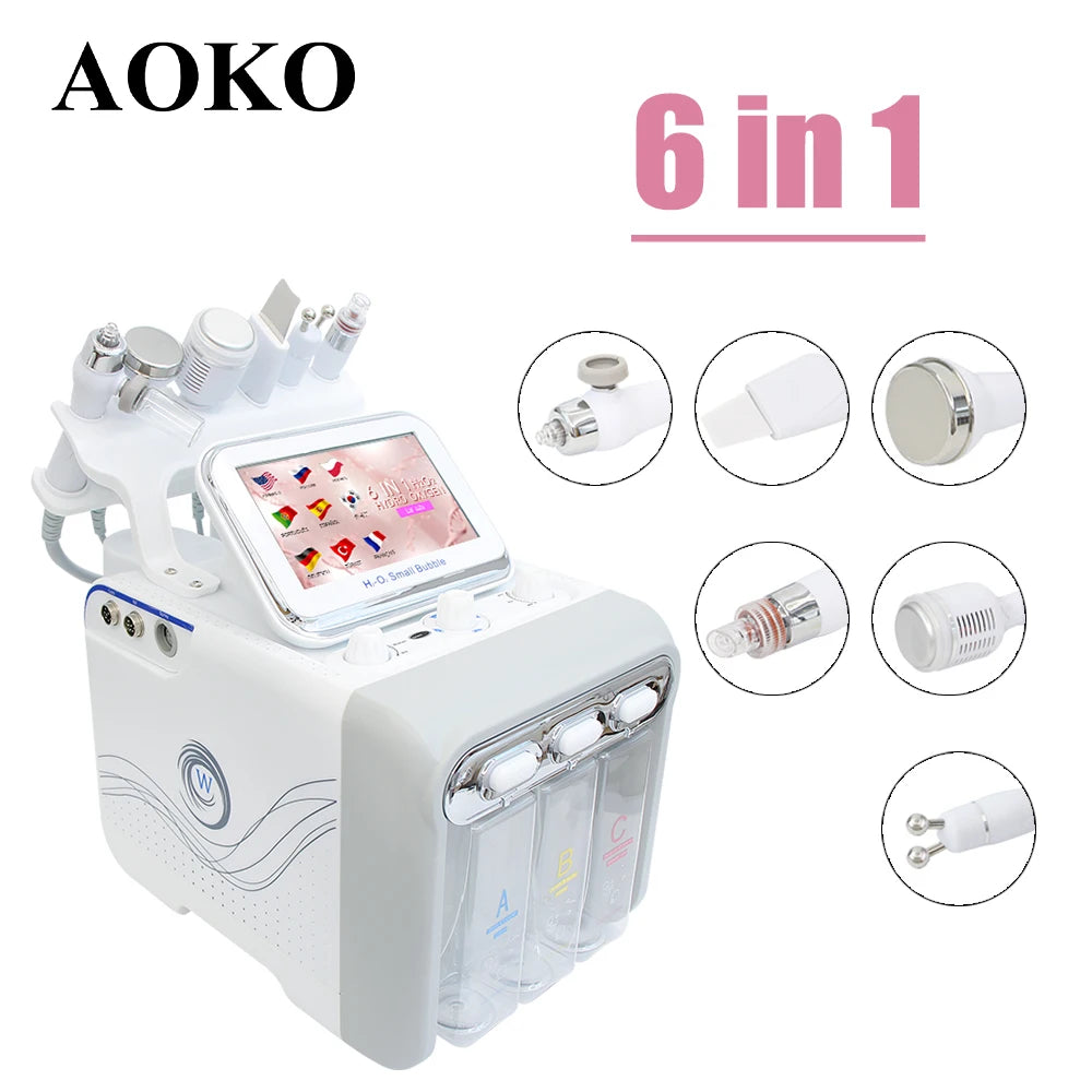 6-in-1 Hydro Dermabrasie Gezichtsbehandeling – Gezichtsreiniger – Huidverjonging Apparaat – Acne Behandeling – Collageen Stimulator – Ultrasone Trillingen – Koude Hammer – CE Gecertificeerd – Gebruiksvriendelijk Thuisapparaat - QUORE