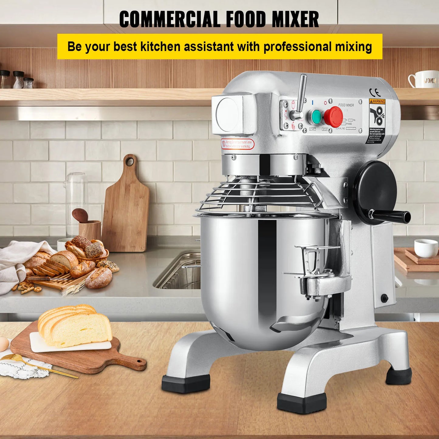 Keukenmixer – Elektrische Mixer – Deegkneder – Mixervoet – 10 Liter Kom – 450 Watt – 3 Snelheden