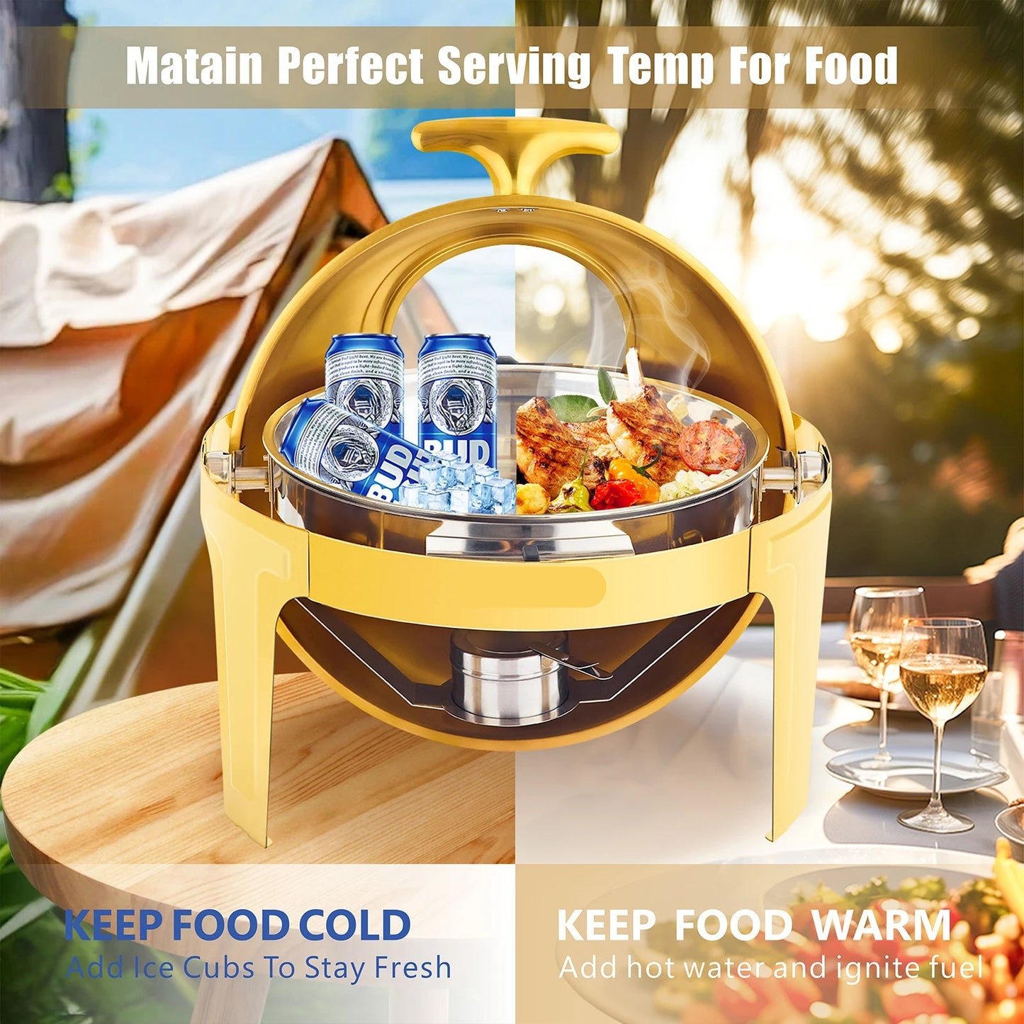Chafing Dish - Warmhoudplaat - Buffetwarmer - Warmhoudbakken - 8QT - Roestvrijstalen Buffet Set – Dik Frame – Geschikt voor Catering, Feesten & Bruiloften - 2 Stuks - Zilver