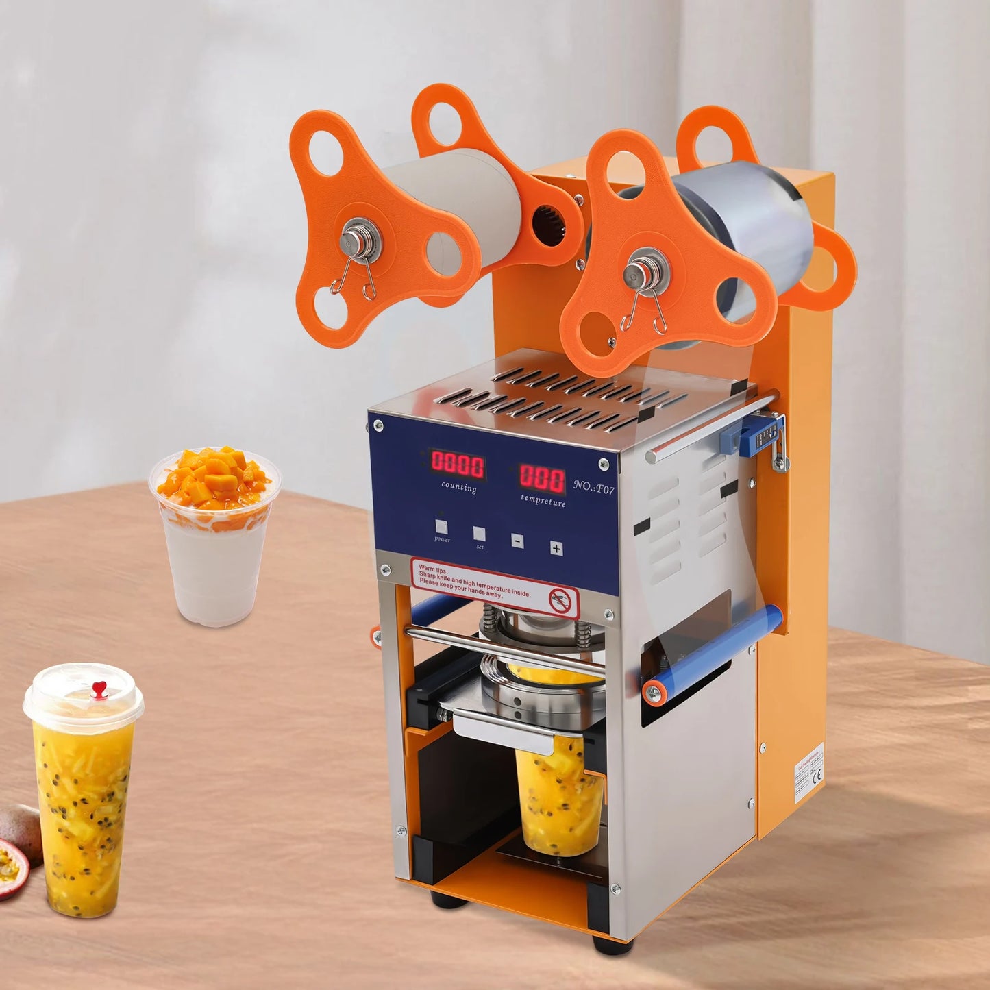 Automatische Cup Sealermachine – Beker Sealer – Drank Sealer – Luchtdichte Verpakking – Roestvrij Staal – 600 Bekers Per Uur – Instelbare Temperatuur